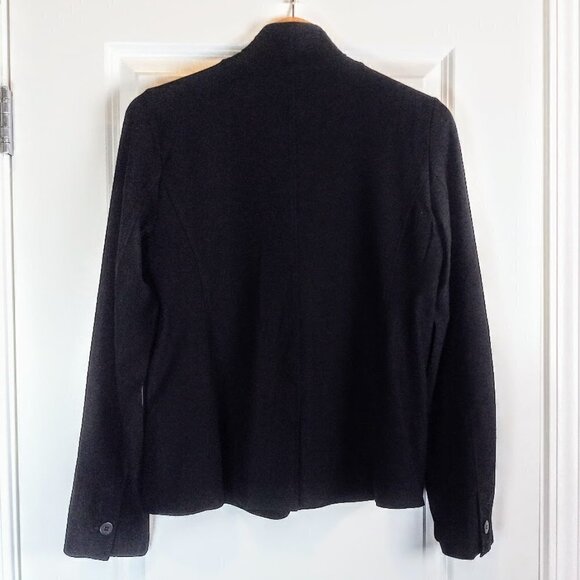 Eileen Fisher Black Viscose One Button Blazer - Picture 2 of 4